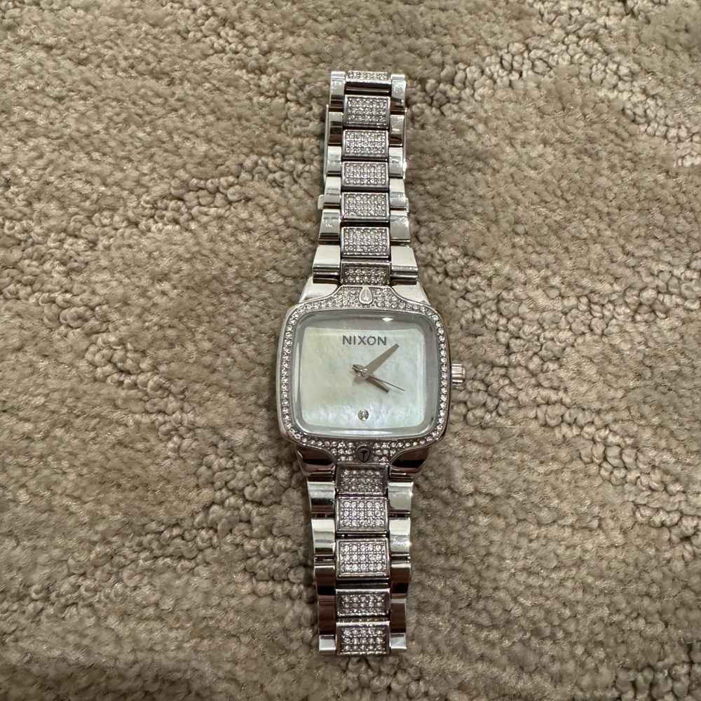 Nixon Silver Crystal-Accent Women's Bracelet Watch